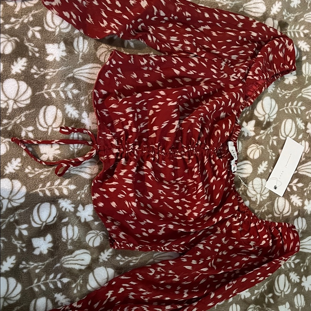 Lush Red Patterned Blouse